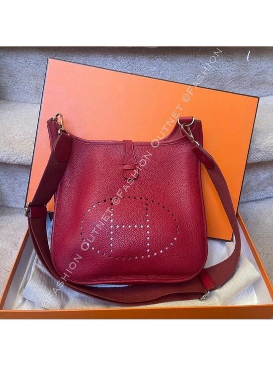 Hermes Handbags - Hermés Evelyne III 29 PM in Rouge Garance Clemence Leather Red Crossbody Bag